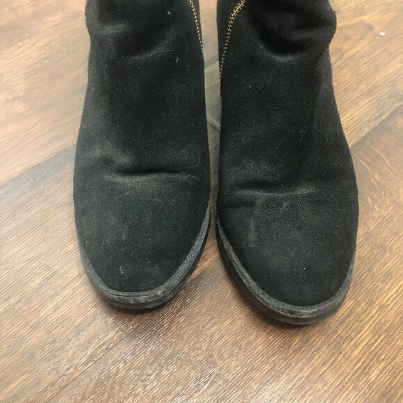 Ugg Fiase Whipstitched Suede‎ Leather Bow Boots 9.5 Heeled Booties Ankle Black - Picture 6 of 9